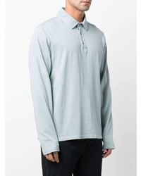 Pull à col polo bleu clair Vince