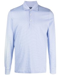 Pull à col polo bleu clair Fedeli