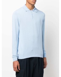 Pull à col polo bleu clair Malo