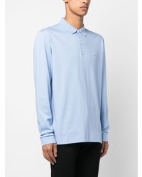 Pull à col polo bleu clair BOSS