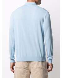 Pull à col polo bleu clair Malo