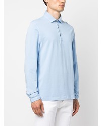 Pull à col polo bleu clair Drumohr