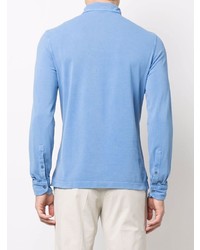 Pull à col polo bleu clair Drumohr