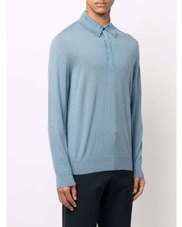 Pull à col polo bleu clair Paul Smith