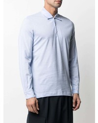 Pull à col polo bleu clair Fedeli