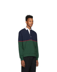 Pull à col polo bleu marine et vert Noah NYC