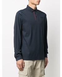 Pull à col polo bleu marine Hackett