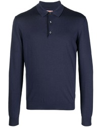 Pull à col polo bleu marine Baracuta