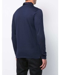 Pull à col polo bleu marine Lanvin