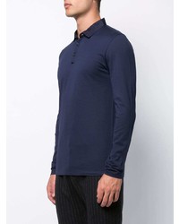 Pull à col polo bleu marine Lanvin