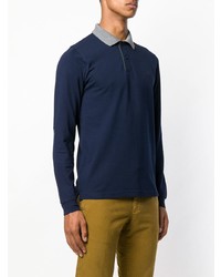 Pull à col polo bleu marine Sun 68