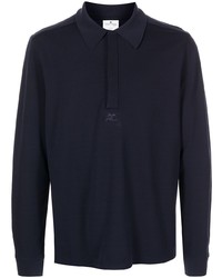 Pull à col polo bleu marine Courrèges