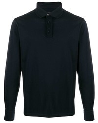 Pull à col polo bleu marine Ermenegildo Zegna