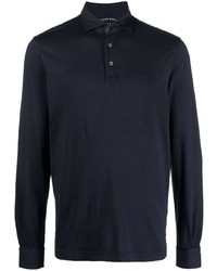 Pull à col polo bleu marine Fedeli