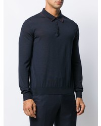 Pull à col polo bleu marine Ermenegildo Zegna