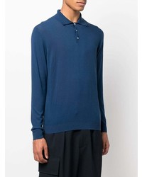 Pull à col polo bleu marine Malo