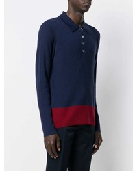 Pull à col polo bleu marine Joseph