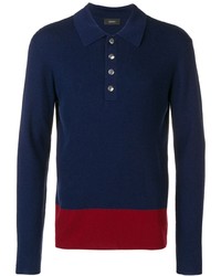 Pull à col polo bleu marine Joseph