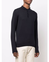 Pull à col polo bleu marine Corneliani