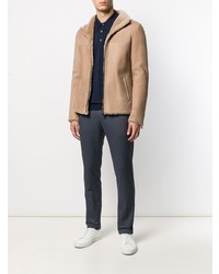 Pull à col polo bleu marine John Smedley