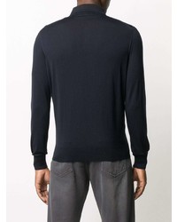 Pull à col polo bleu marine Ermenegildo Zegna