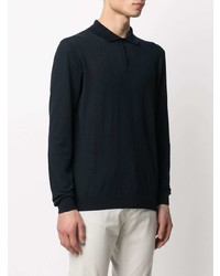 Pull à col polo bleu marine Malo