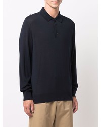 Pull à col polo bleu marine Ermenegildo Zegna