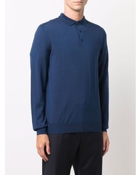 Pull à col polo bleu marine BOSS HUGO BOSS