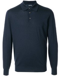 Pull à col polo bleu marine Lardini