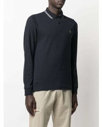 Pull à col polo bleu marine Stone Island