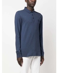 Pull à col polo bleu marine BOSS