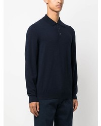 Pull à col polo bleu marine Fedeli