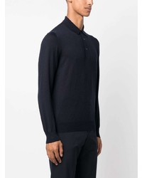 Pull à col polo bleu marine Lardini