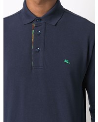 Pull à col polo bleu marine Etro