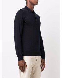 Pull à col polo bleu marine Corneliani