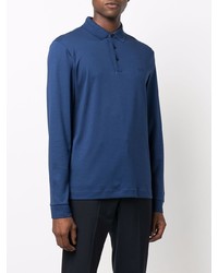 Pull à col polo bleu marine BOSS HUGO BOSS