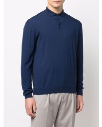 Pull à col polo bleu marine Malo