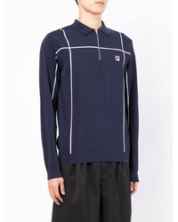 Pull à col polo bleu marine Fila