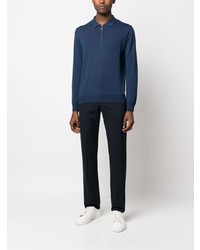 Pull à col polo bleu marine Corneliani