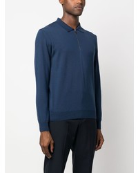 Pull à col polo bleu marine Corneliani