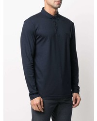 Pull à col polo bleu marine BOSS