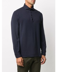 Pull à col polo bleu marine Fedeli