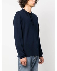 Pull à col polo bleu marine Sandro