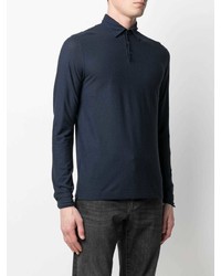 Pull à col polo bleu marine Zanone