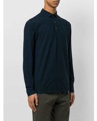 Pull à col polo bleu marine Drumohr