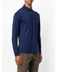 Pull à col polo bleu marine Lardini