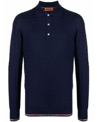 Pull à col polo bleu marine Missoni