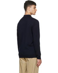 Pull à col polo bleu marine A.P.C.