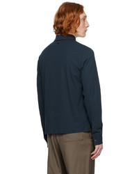 Pull à col polo bleu marine Agnona