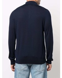 Pull à col polo bleu marine Paul Smith